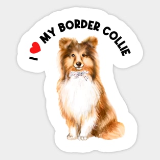 I Love My Border Collie Cute Border Collie Puppy Dog Sticker